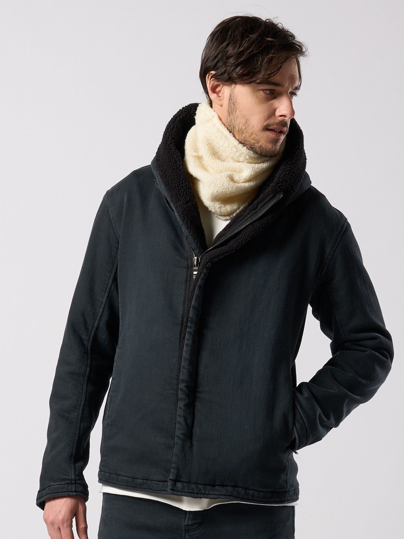 【予約品 4月19日(日) 18時締切】denim jersey hooded riders / デニムジャージー フーデッドライダース / ブラックユーズド