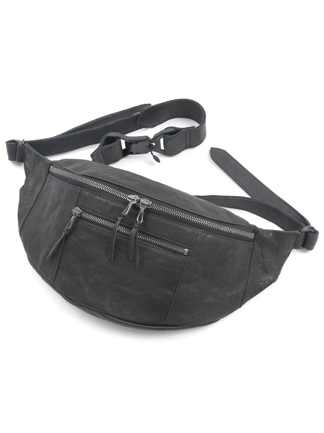 【予約品 10月12日(日) 締切】Pit Vegetable Full Tanned Shrunken Horsehide Body Bag / フルタンニン ピット鞣し シュリンク ホース ハイド ボディー バッグ / HIGH THROTTLE / ブラック×ブラック