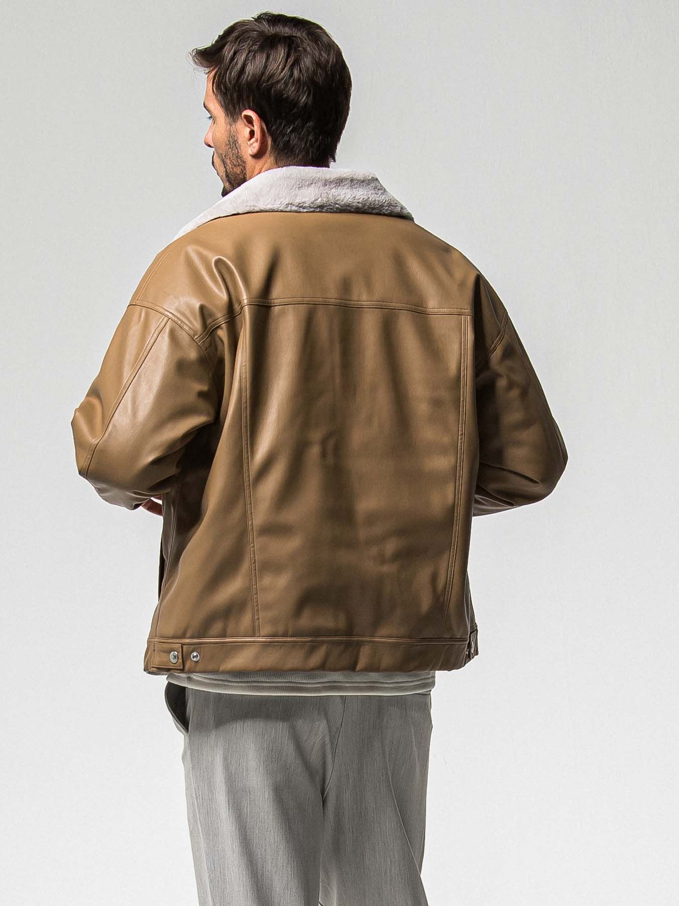 【予約品 8月31日(日) 締切】LEATHER FUR OVER G / レザーファーオーバーGジャケット / キャメル
