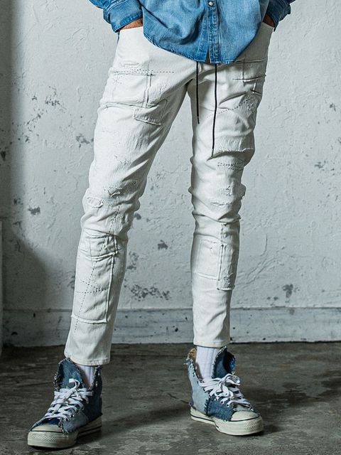 《予約11月17日19時締め》 MICK DENIM JERSEY / ジャージパンツ / ホワイトリメイク