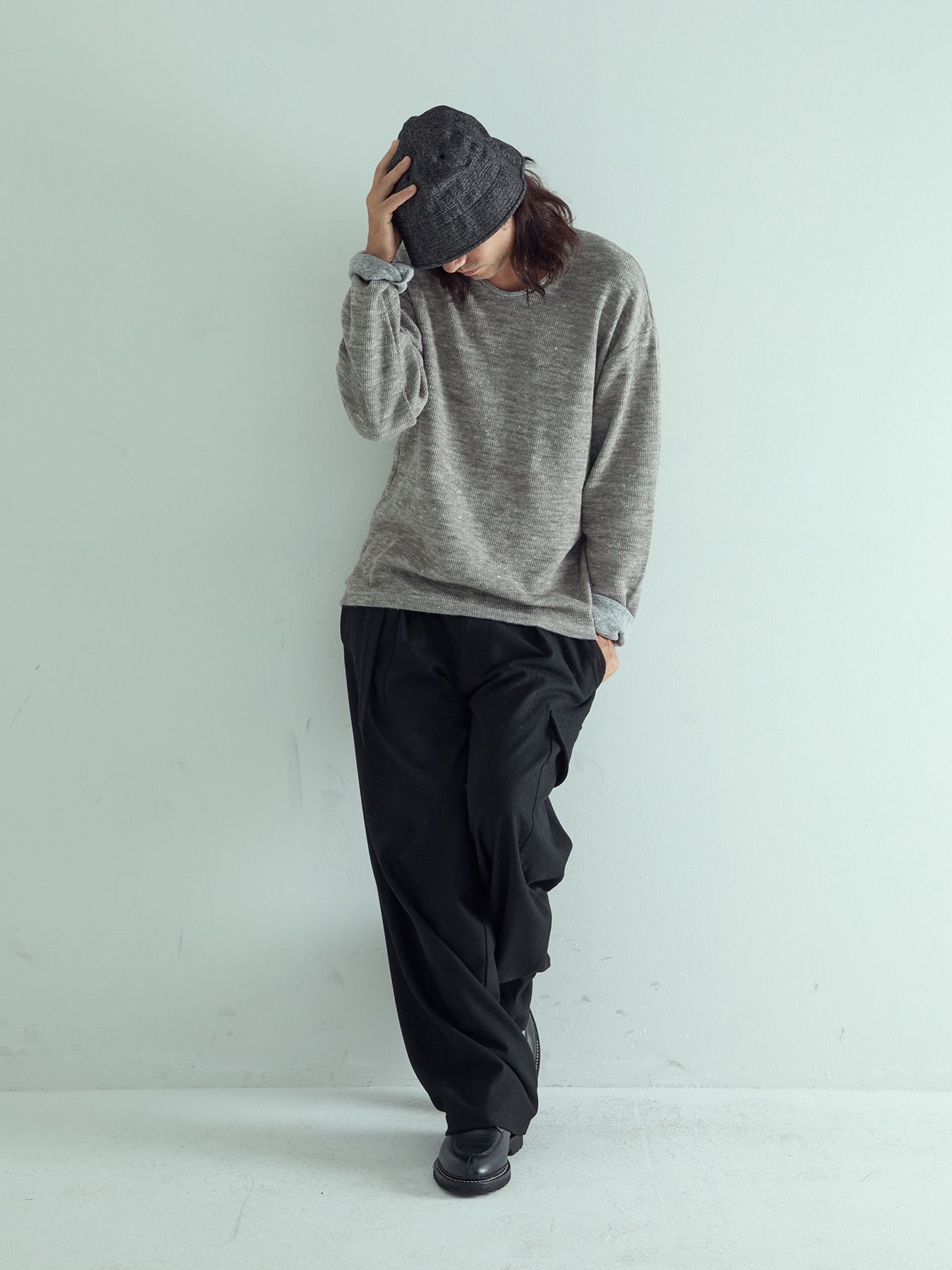 【予約品 】ROLLSLEEVE / ロングスリーブ Tシャツ / ライトグレー