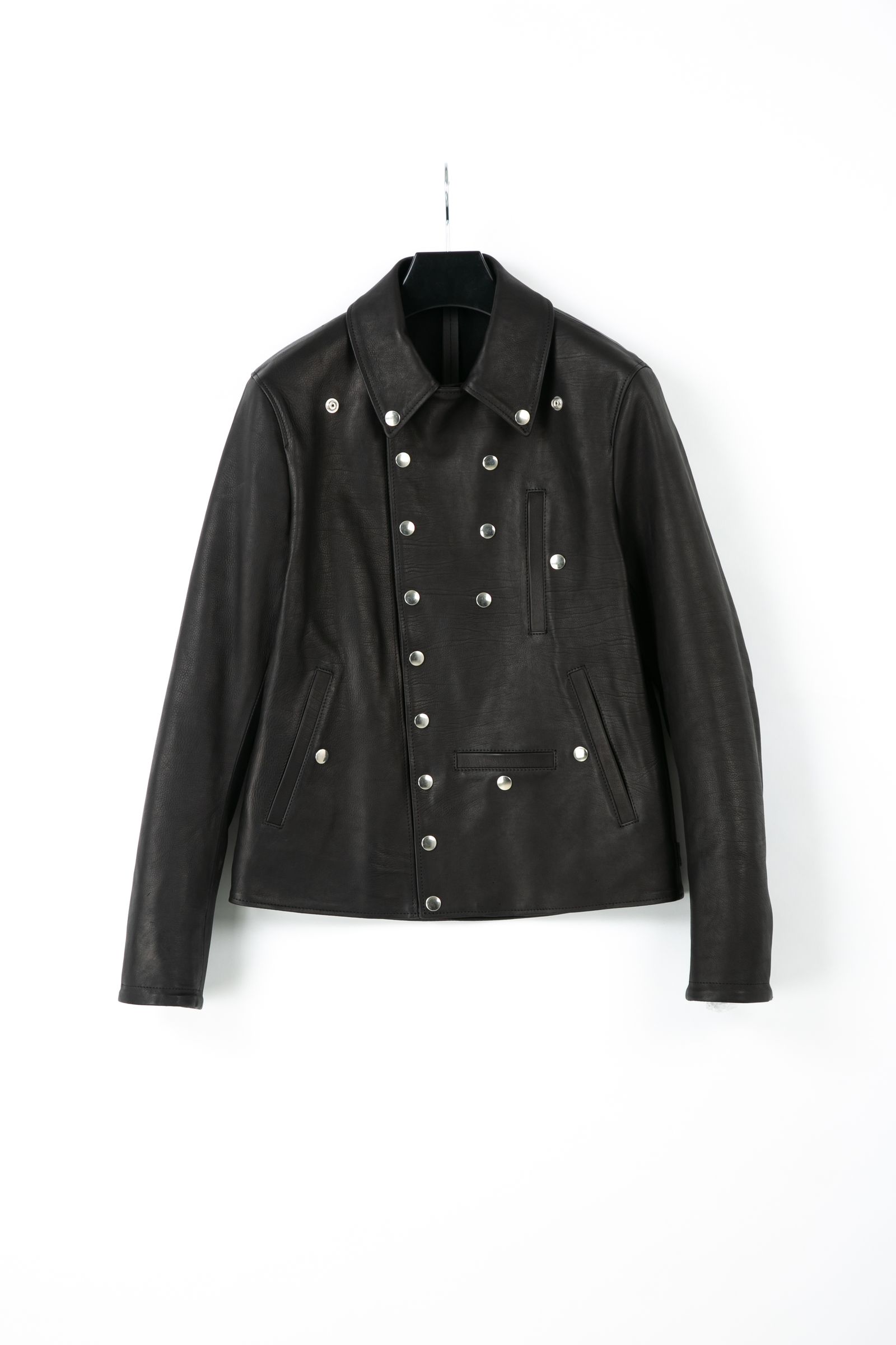 【予約品】 地生オイルカーフ "INDIE" ナポレオンライダースジャケット / BLACK 【STRUM】 《2月中~2月下 入荷予定》