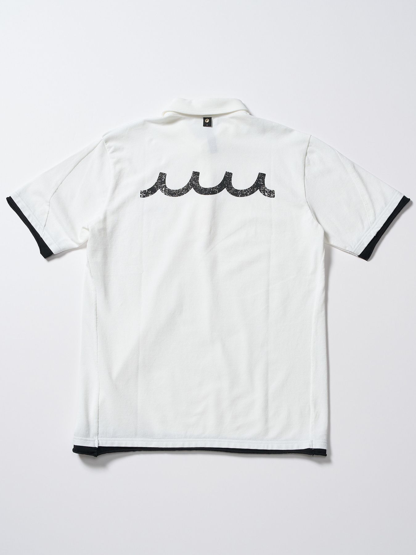 【予約品 1月25日(日) 締切】muta × wjk collection：cut-off polo S/S (printed) / カットオフ ポロ ショートスリーブ / ホワイト