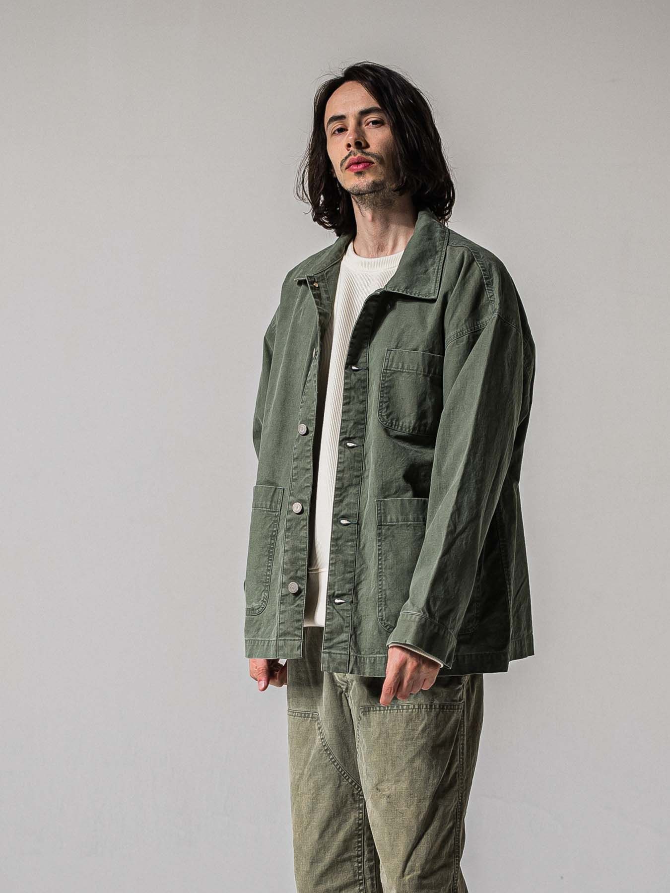 【予約品 11月16日(日) 締切】RC COVER ALL / ミリタリーキャンバス カーバーオールジャケット / ダークカーキ