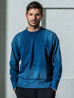 《予約11月17日19時締め》  DENIM JERSEY loose trainer / トレーナー / ダークインディゴ