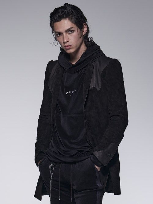 《予約品》 Hoodie / ベロアジャージフーディー刺繍入り / ブラック 【kiryuyrik】 11月以降入荷予定
