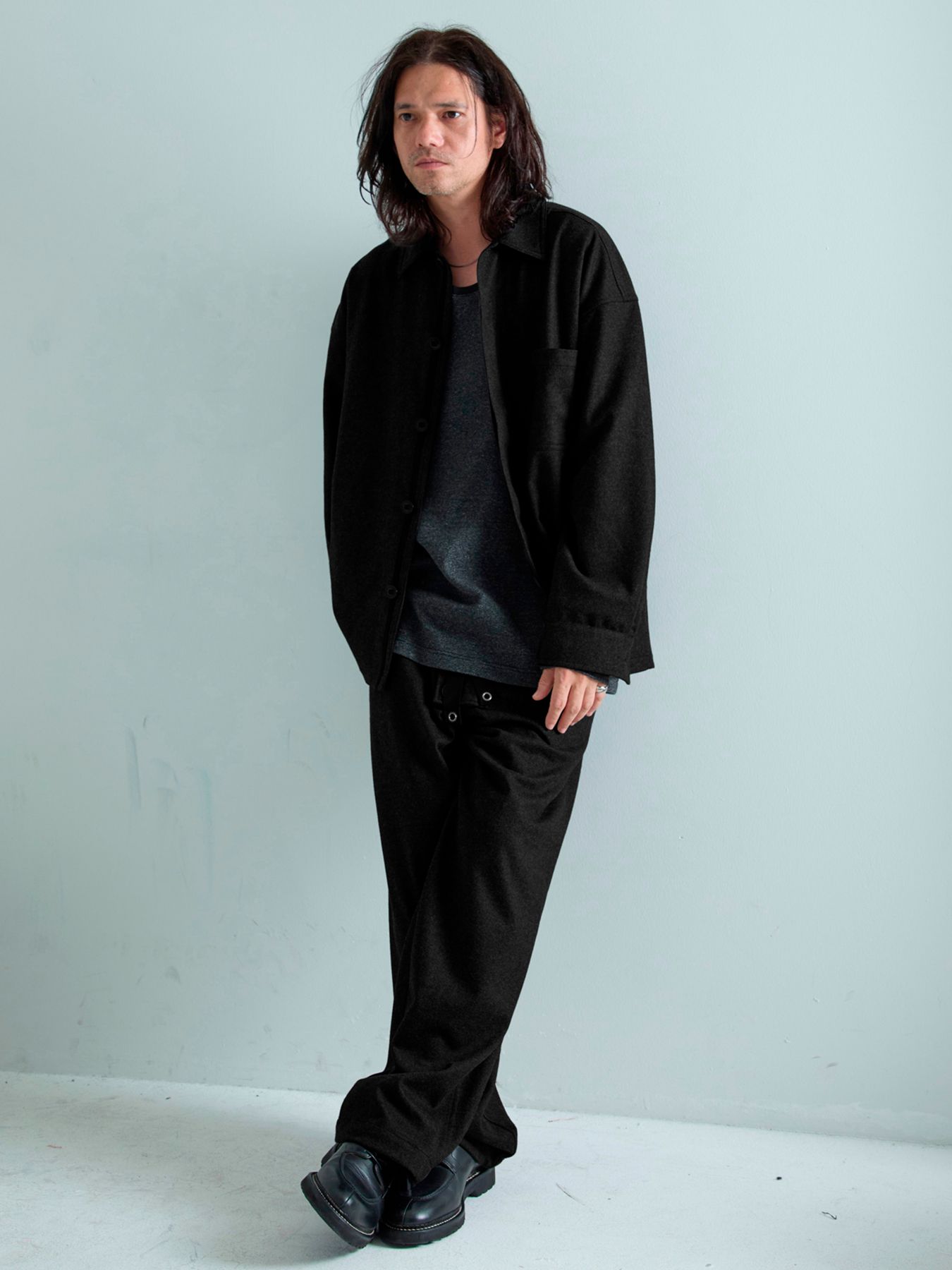 【予約品 】Woolnapp shirts / ウールシャツ / ブラック