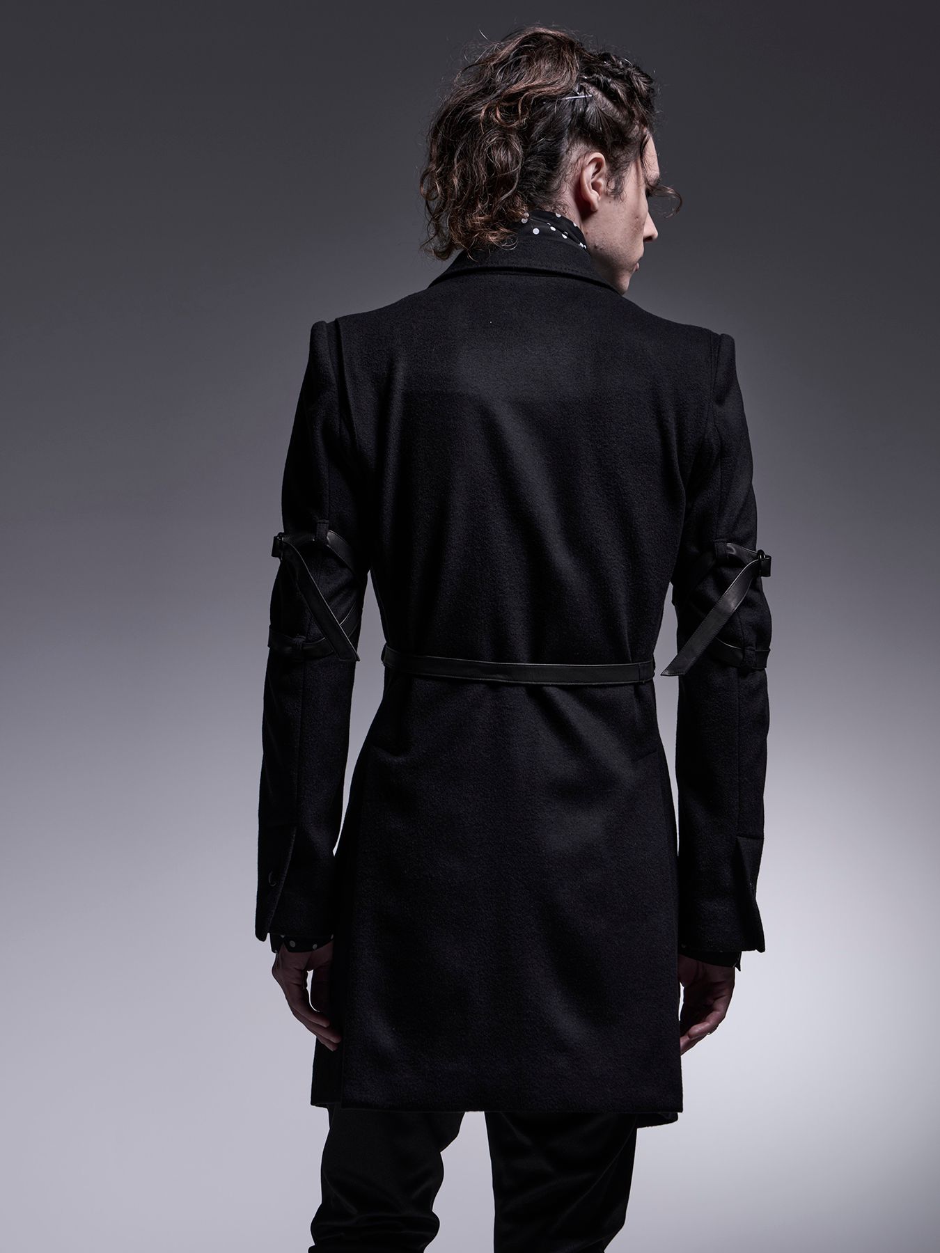 【予約品 7月13日(日) 締切】Belted Peaked Jacket / ベルテッドピークドラペルジャケット / ブラック