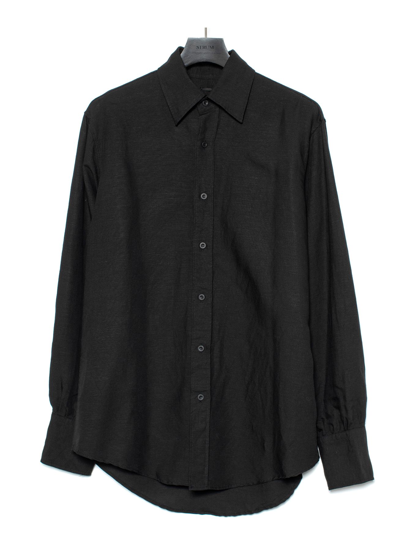 【予約品 9月27日(日) 締切】レーヨン リネン トロピカル ウォッシュ タンブラー仕上げ L/S ドレスシャツ / BLACK
