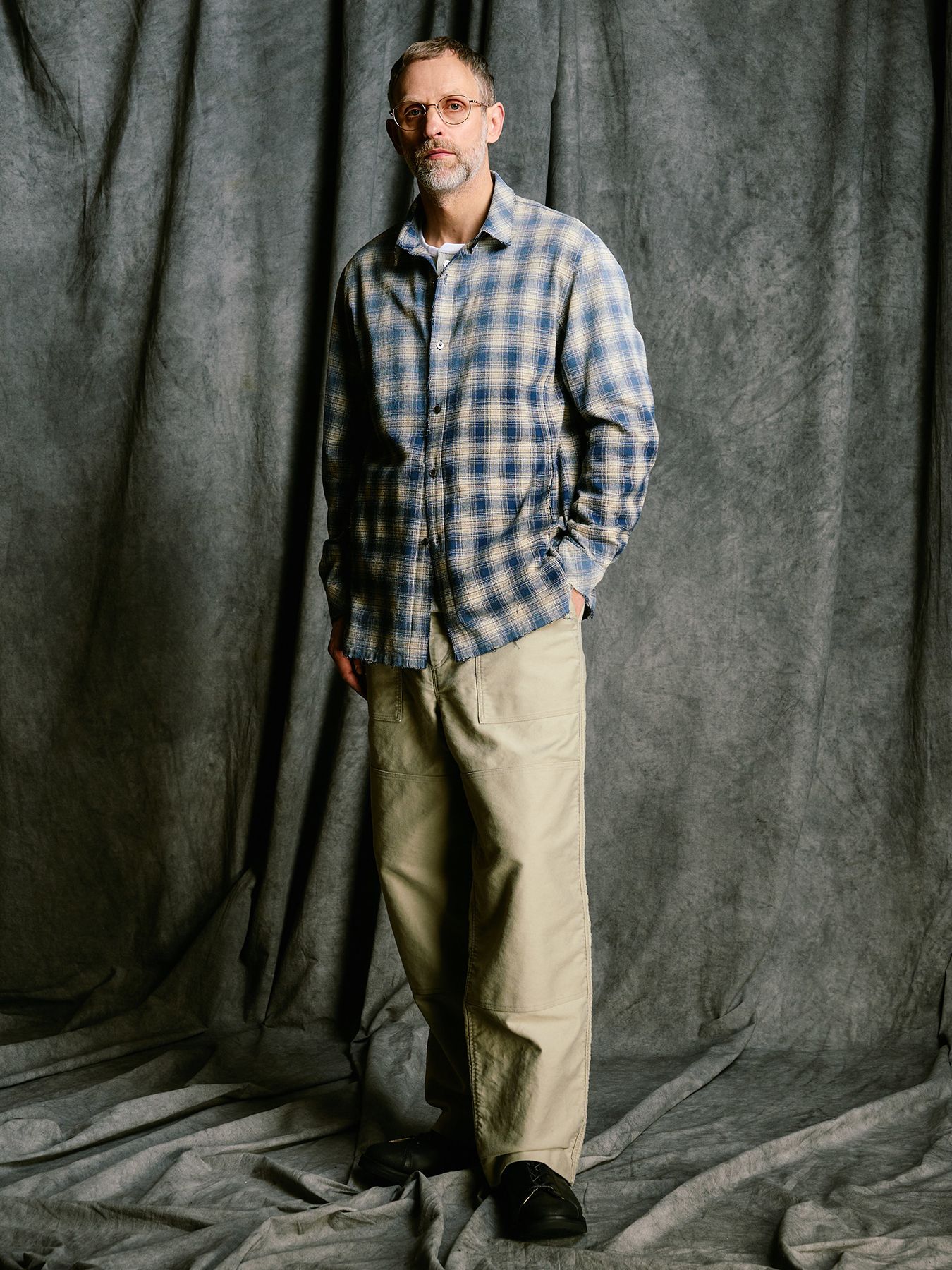 【予約品 4月19日(日) 18時締切】aging loose check shirt / エイジング ルーズ チェックシャツ / フェードブルー