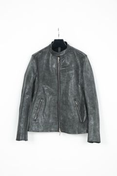 M.SLATER フルタンニンピット鞣し シュリンクホースハイド WAX仕上げシングルライダース / WHITE 【STRUM】