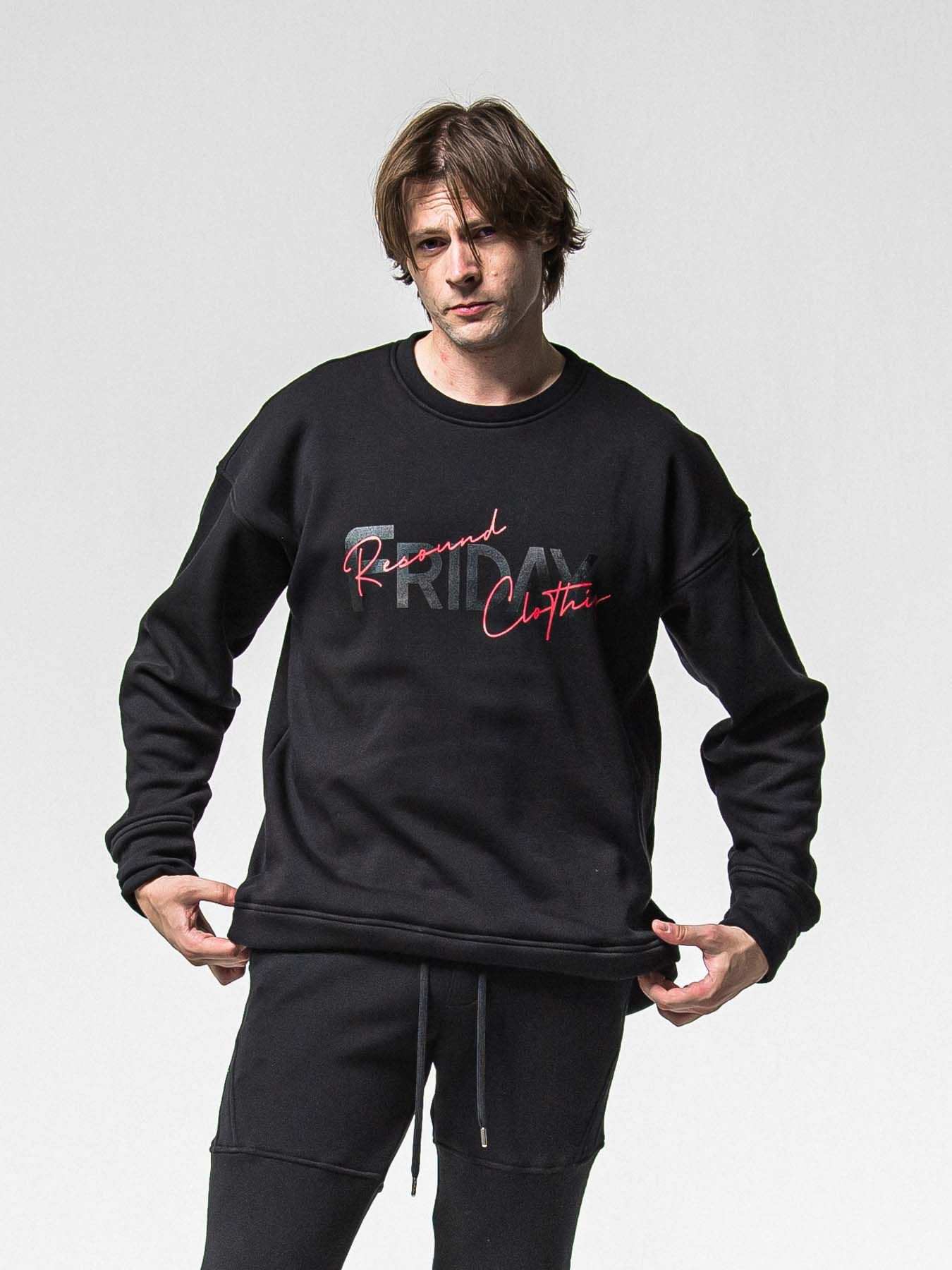 【予約品 8月31日(日) 締切】FRIDAY OLD LOGO VEROURS FLEECE TRAINER / FRIDAYコラボ オールドロゴ ベロアフリース トレーナー / ブラック