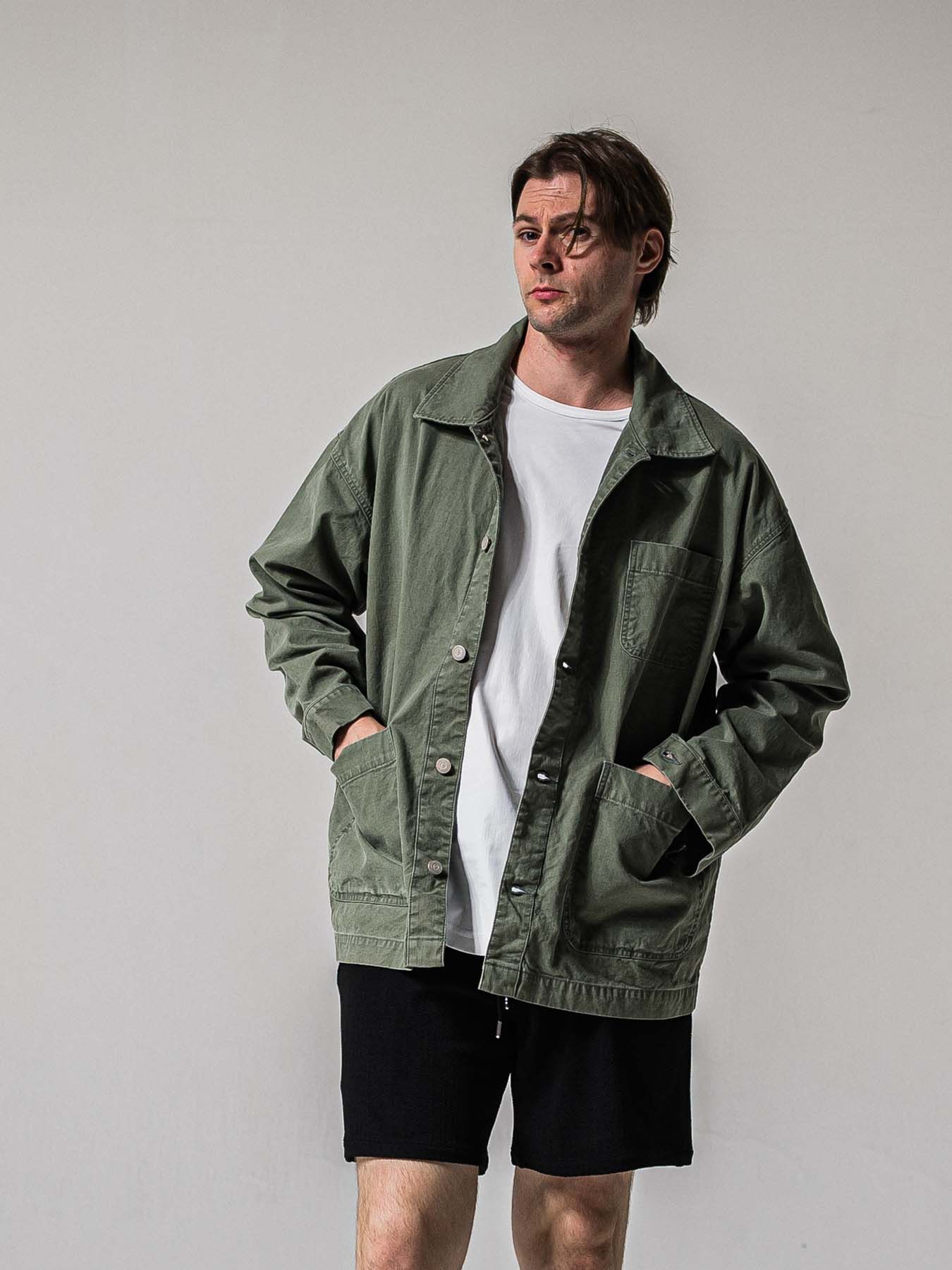 【予約品 11月16日(日) 締切】RC COVER ALL / ミリタリーキャンバス カーバーオールジャケット / ダークカーキ