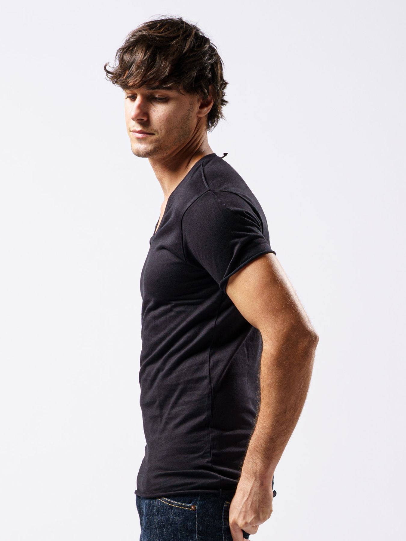 【予約品 1月25日(日) 締切】3 in pack-T S/S / 3インパック ショートスリーブ Tシャツ / ブラック / クルーネック、Vネック、ディープVネック