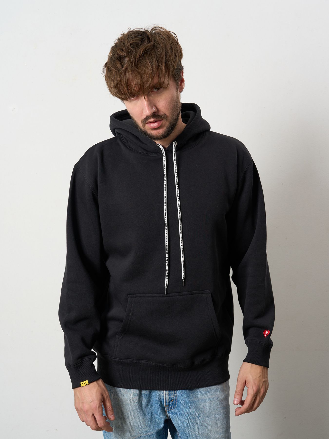 【予約品 5月8日(木) AM10時 締切】 TC裏毛起毛 PEACE AFTER DEATH&マルチパッチワーク プルパーカー / ブラック