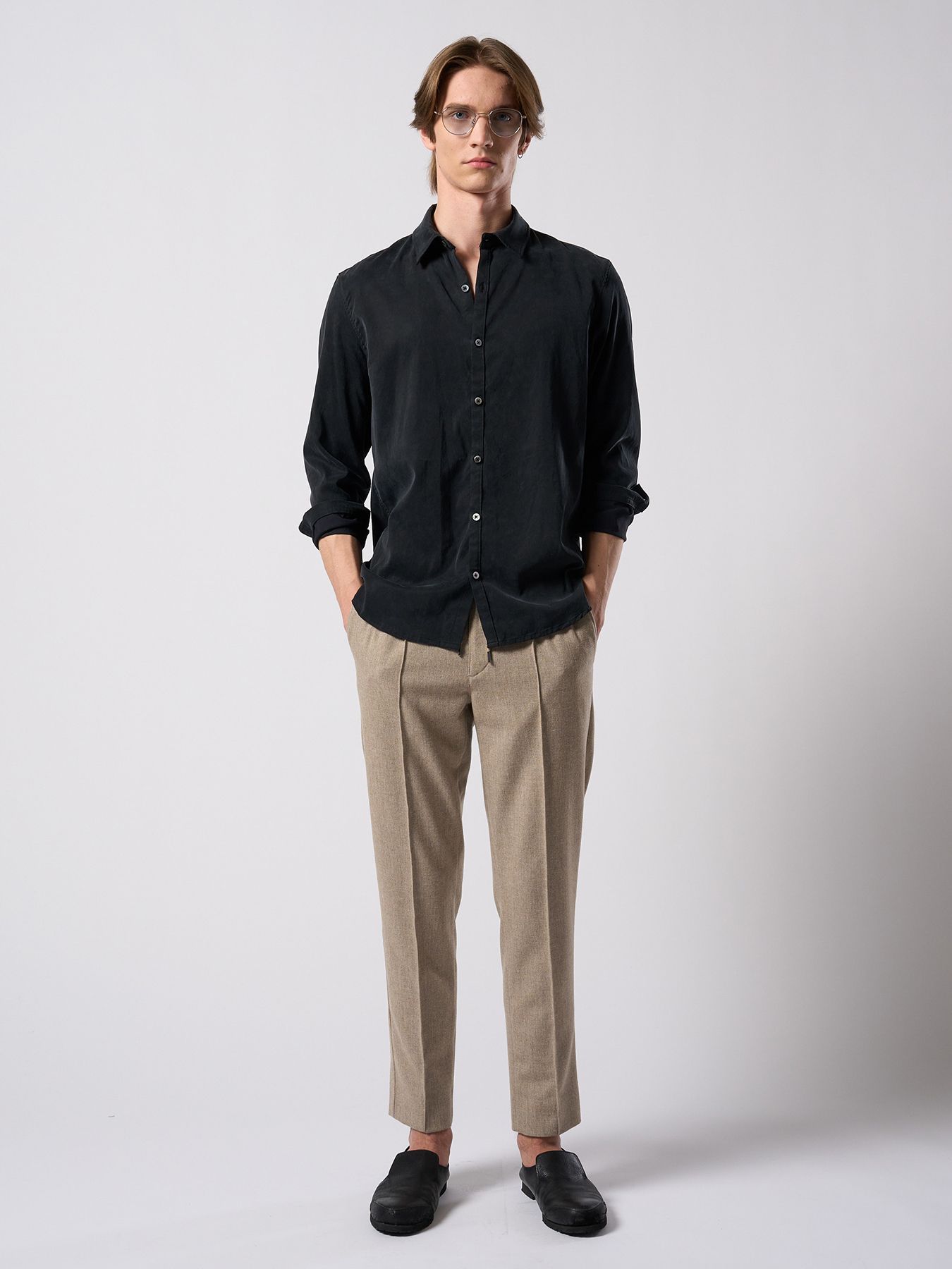 【予約品 4月19日(日) 18時締切】cupuro fibril dress shirt / キュプラフィブリル ドレスシャツ / フェードブラック