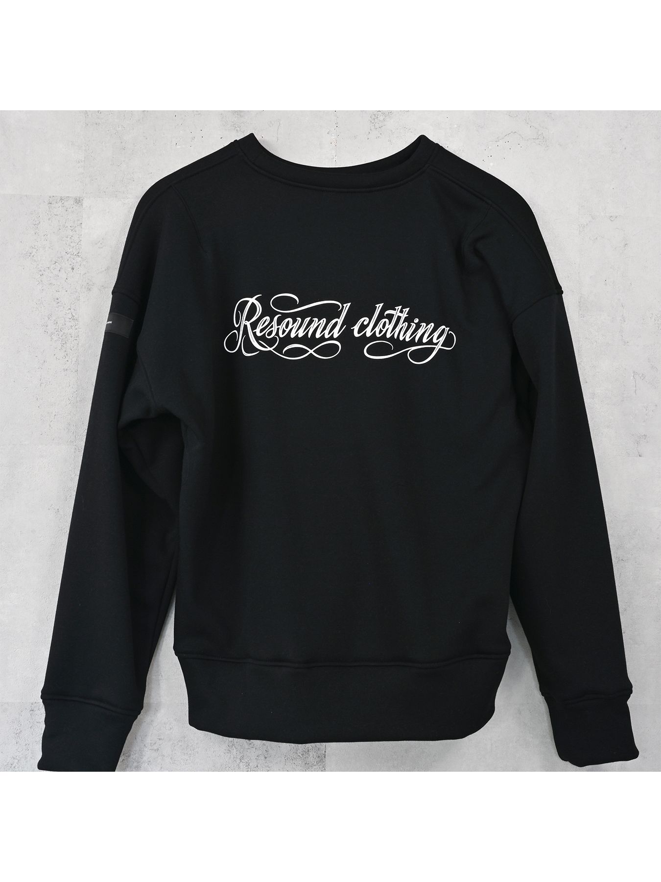 【予約品 9月6日(日) 締切】PIN ST RC VELOURS FLEECE DROP TRAINER / ピンストライプロゴ 裏起毛 ルーズトレーナー / ブラック