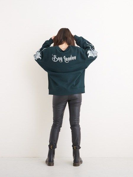 WING SLEEVE CREW NECK SWEAT / GREEN 【BOY LONDON】