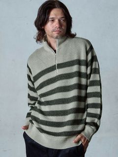 【予約品】 BORDERBLEND / ボーダニット / サンドベージュ×ブラック