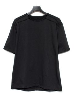 【予約品 9月27日(日) 締切】オーガニックコットン ハイゲージ 裏毛 断ち切り ハーフスリーブ Tシャツ / BLACK