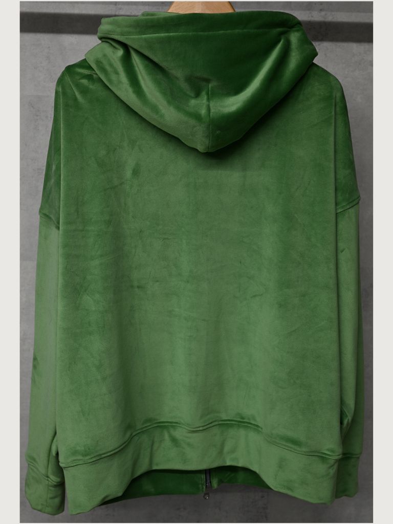 《予約9月1日18時締め》 veloursfleece zip loose hoodie  / パーカー / グリーン