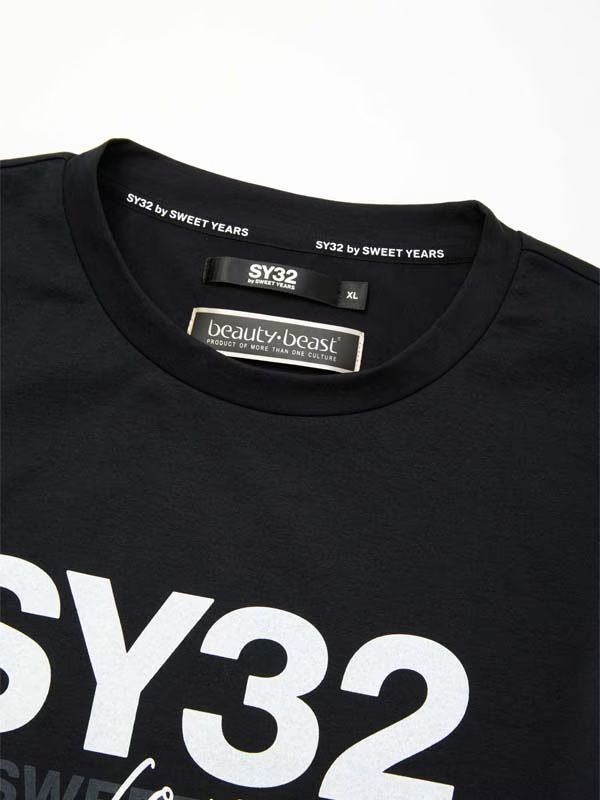Wネームコラボ beauty:beast × SY32  BASIC S/S TEE / ブラック×ホワイト 【SY32 by SWEET YEARS】