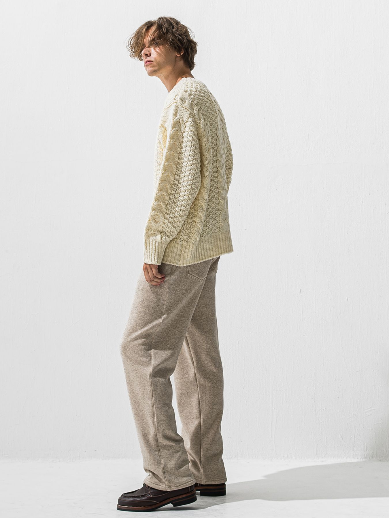 【予約品 9月6日(日) 締切】CABLE LAW SWEATER / ケーブル編みローゲージセーター / オフ