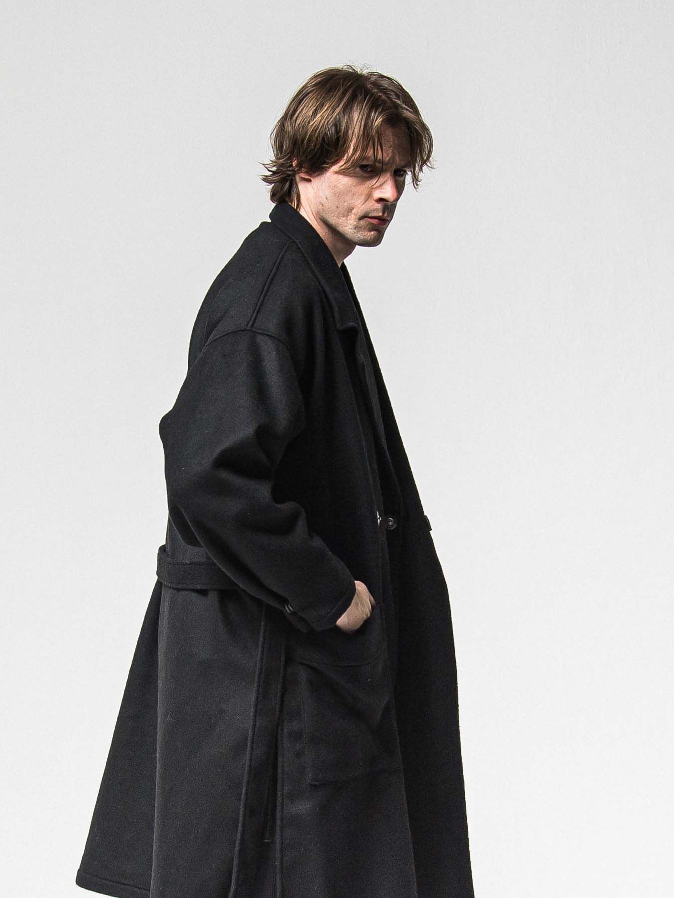 【予約品 】GOWN OVER COAT / ガウンオーバーコート / ブラック
