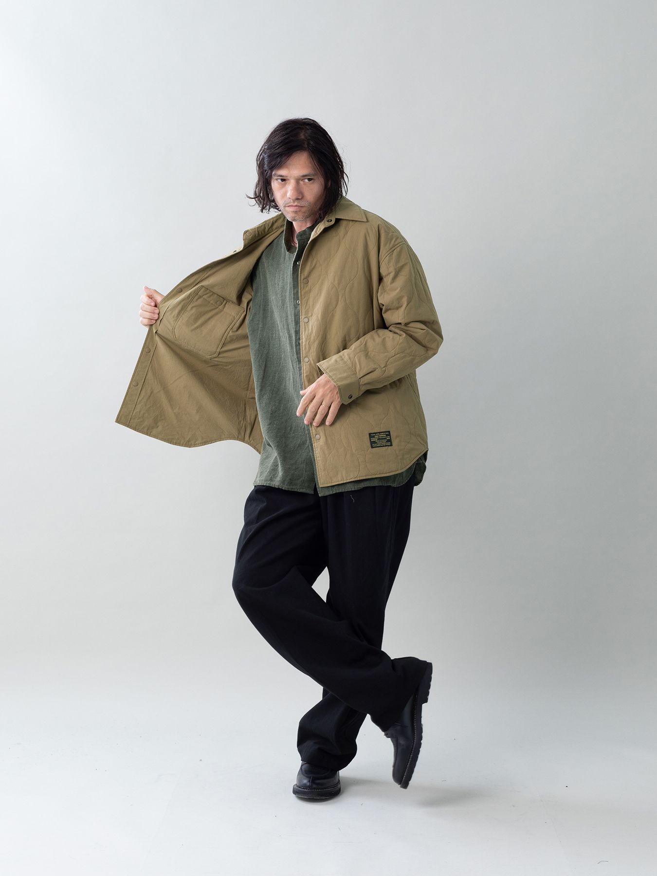 【予約品 5月6日(水) 締切】FLIPPADDING-SHIRTS / リバーシブルシャツ / オリーブ×オリーブ