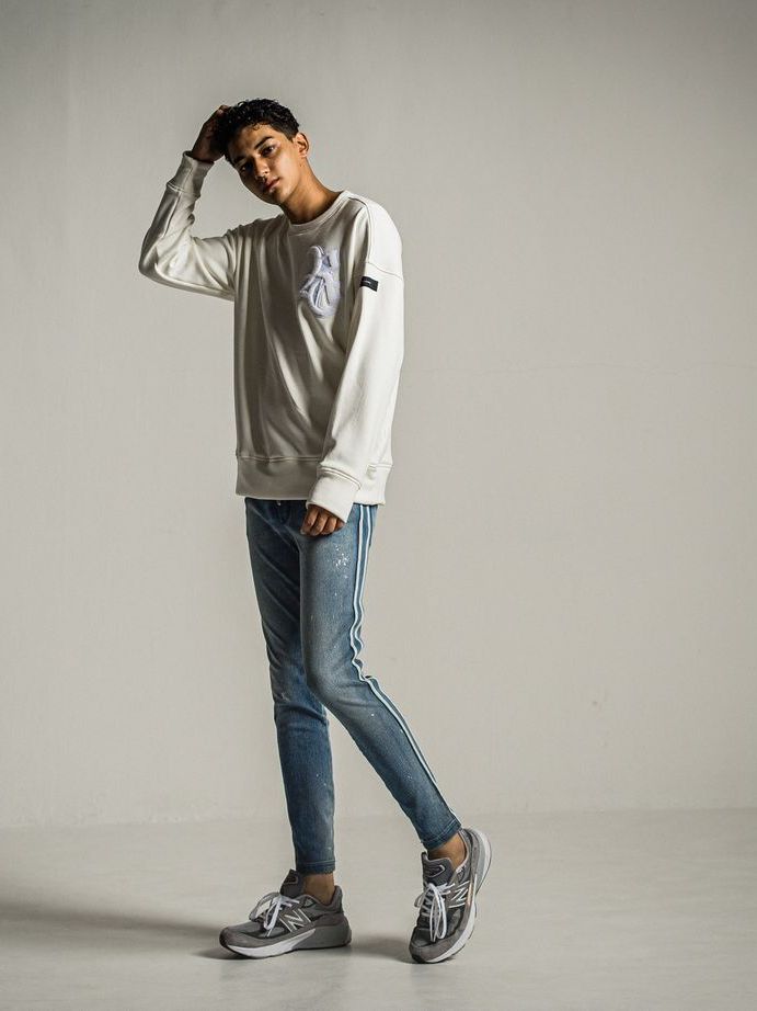 《予約9月1日18時締め》 RC chenille velours fleece drop trainer  / ルーズトレーナー / ホワイト