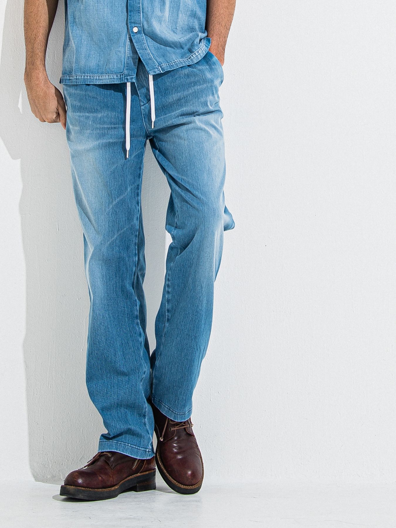 DENIM JERSEY WIDE PT / デニムジャージワイドパンツ / ライトインディゴ