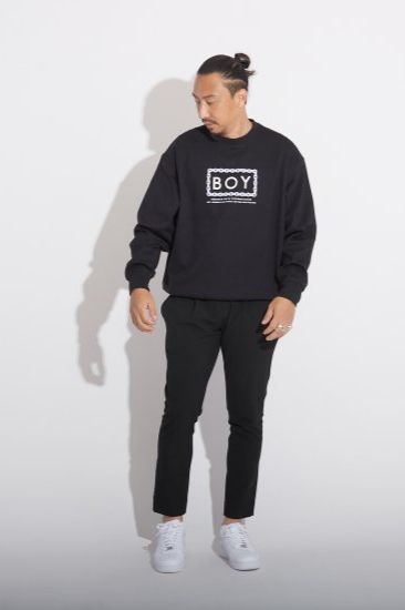CHAIN DESIGN DOUBLE FACE SWEAT/ ブラック 【BOY LONDON】