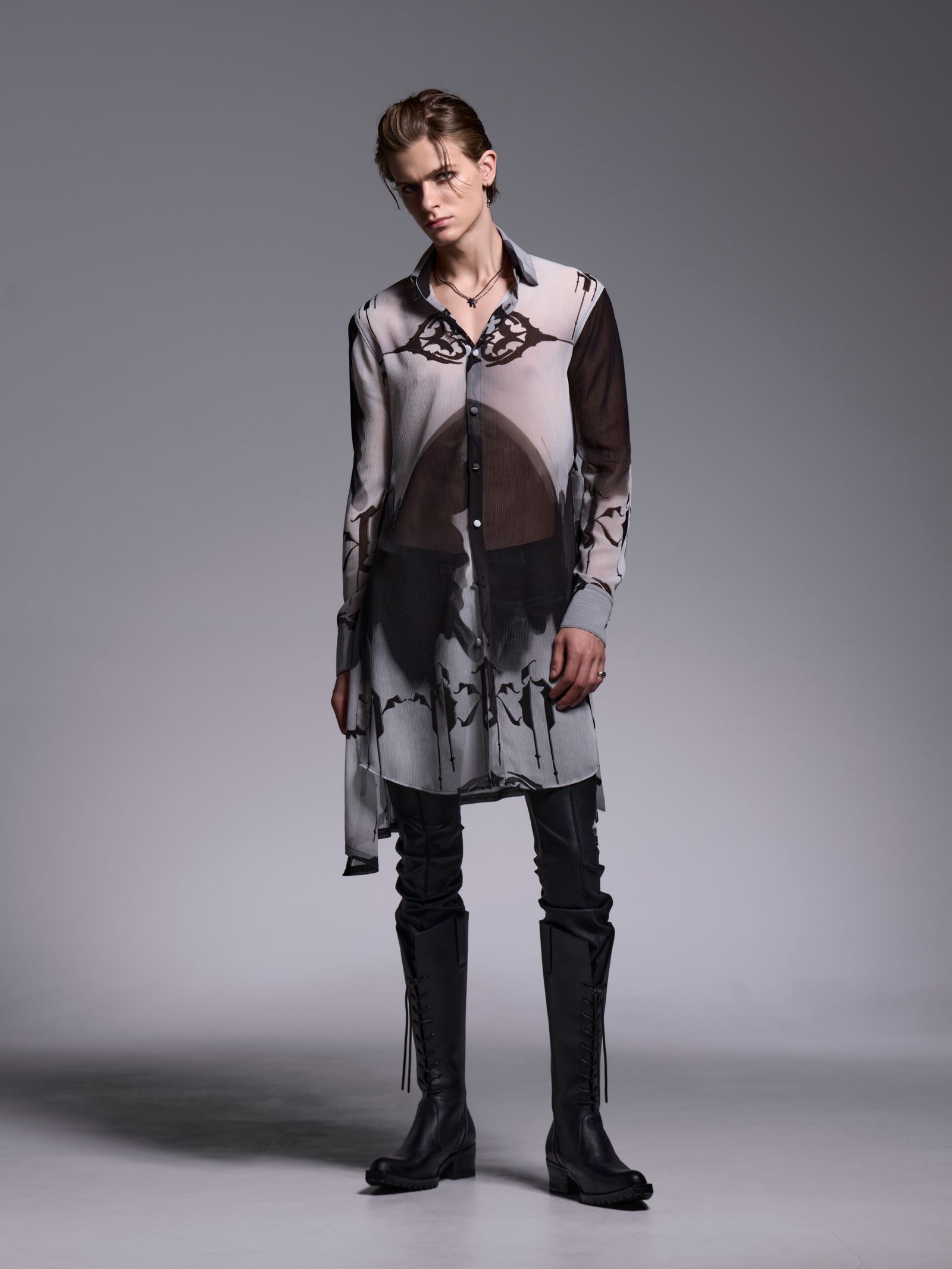 【予約品 1月4日(日) 締切】Flare Shirt / フレアシャツ / ブラック&グレー