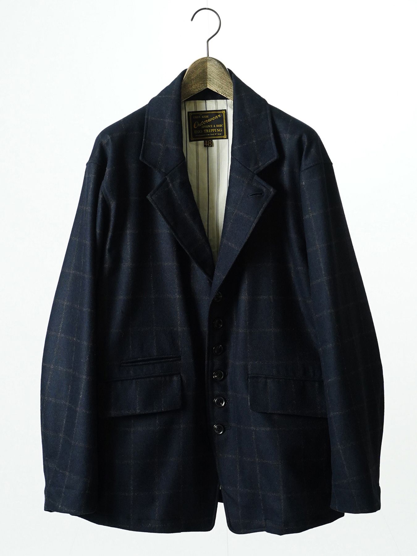 【予約品 7月5日(日) 締切】PEAK-JACKET windowpane / ウィンドーペイン ウールジャケット / ネイビーチェック