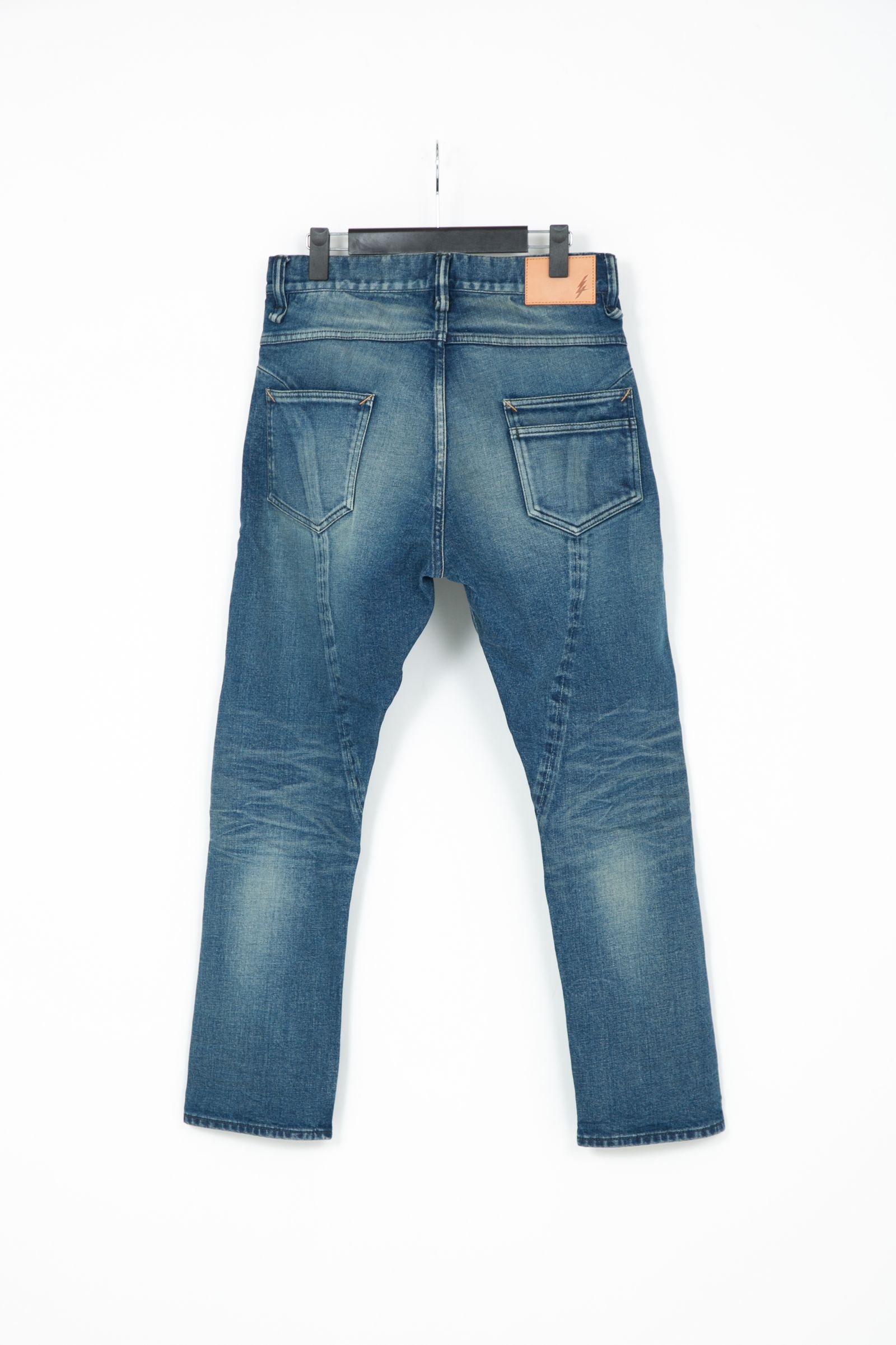 12.5oz Organic Cotton Stretch Over Lap Tight Straight Jeans / インディゴ 【STRUM】