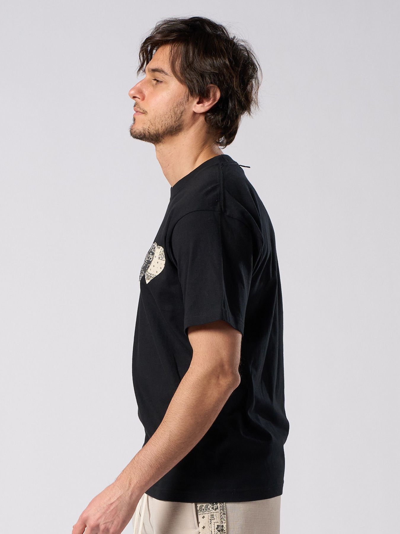 【予約品 1月25日(日) 締切】graphic-T collection：bandana panel heart T / バンダナパネル ハート Tシャツ / ブラック