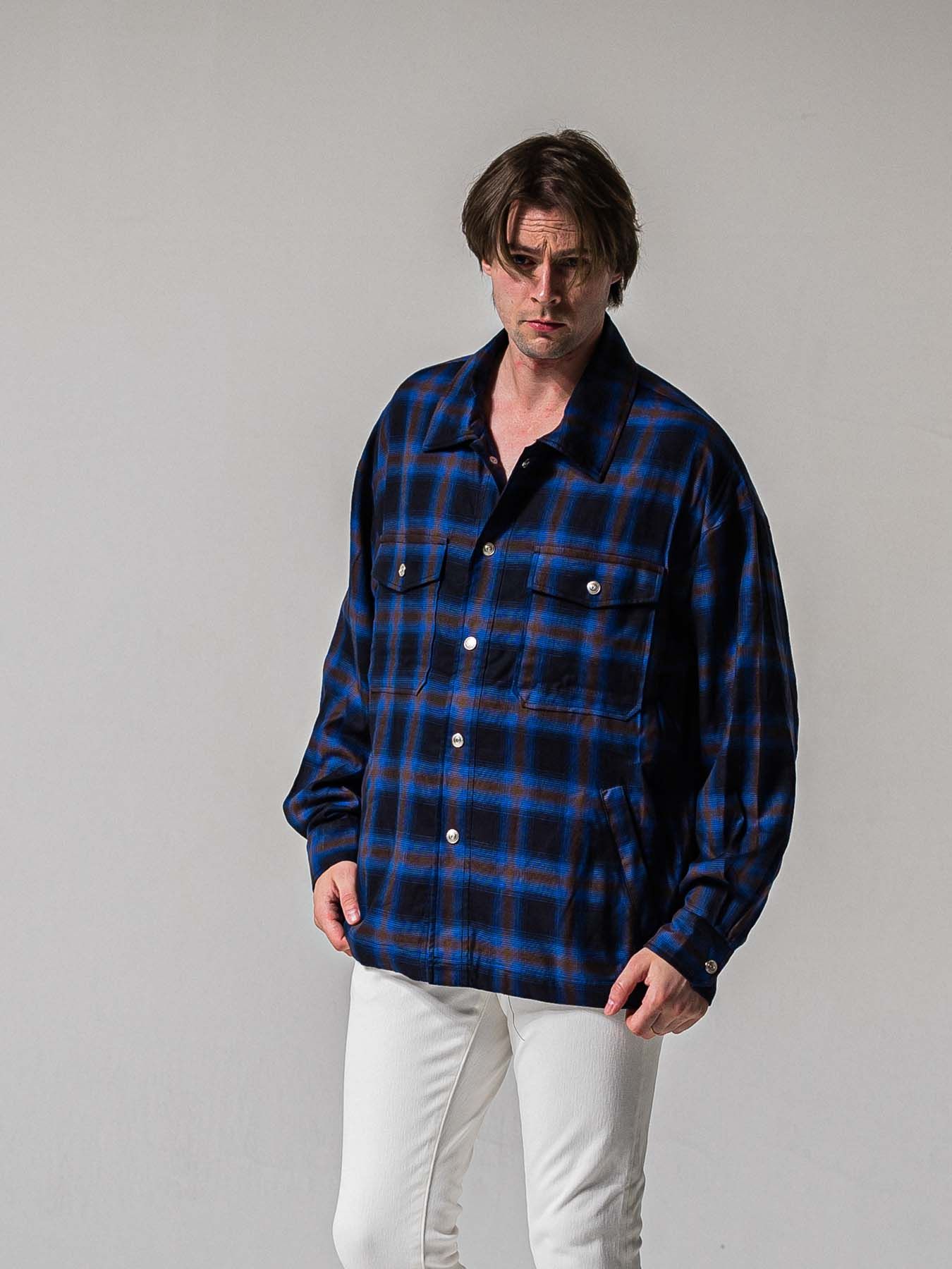 【予約品 11月16日(日) 締切】50s CHECK JK / オンブレチェック シャツジャケット / ブルー