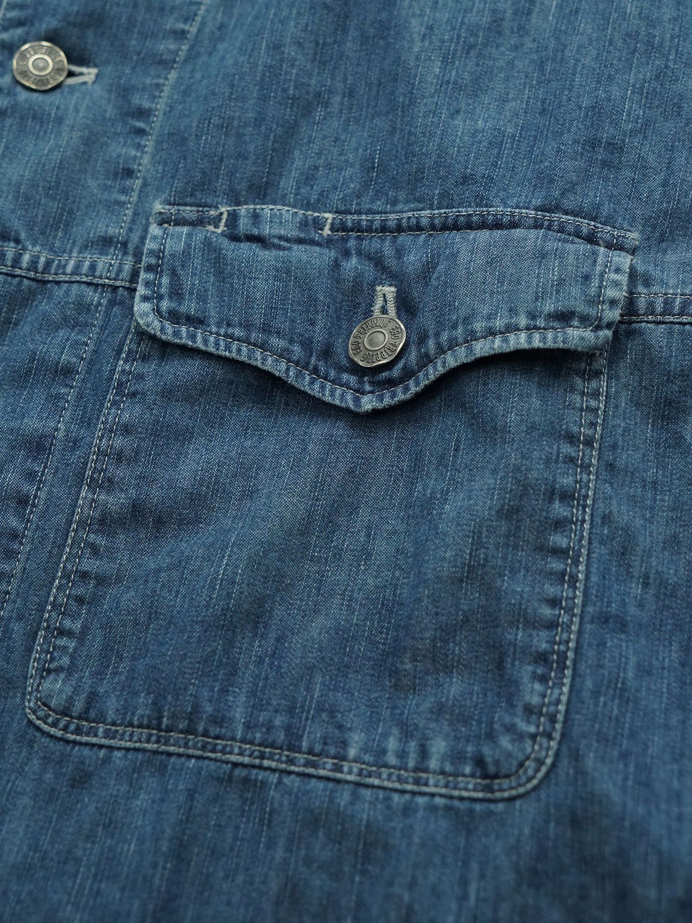 【予約品 10月26日(日) 締切】90sDENIMSHIRTS used / ユーズドデニムオーバーシャツ / INDIGO×L.GRAY