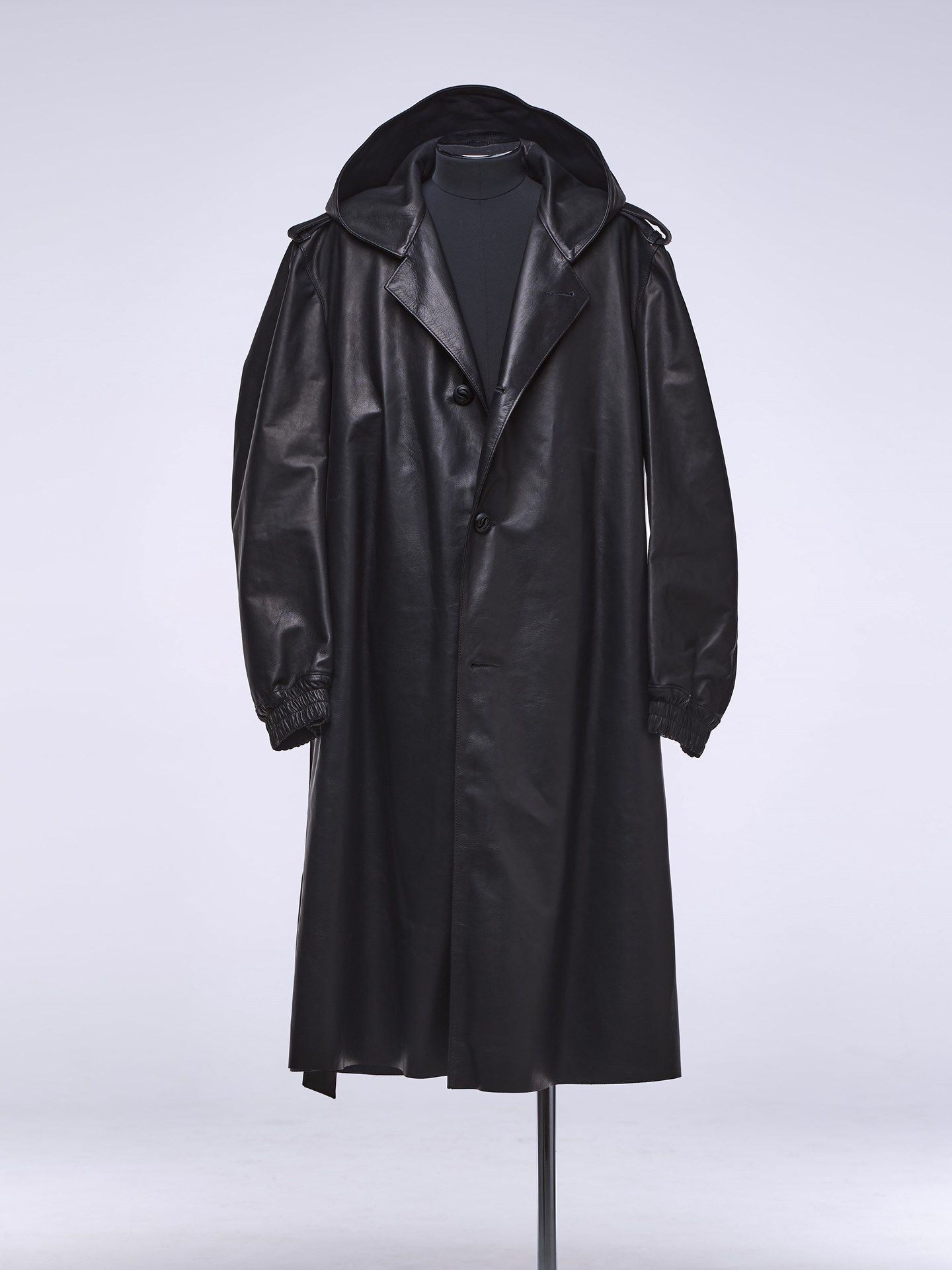 《予約品》 LeatherDrapeHoodie / レザーフードジャケット / ブラック 【THE ONENESS】