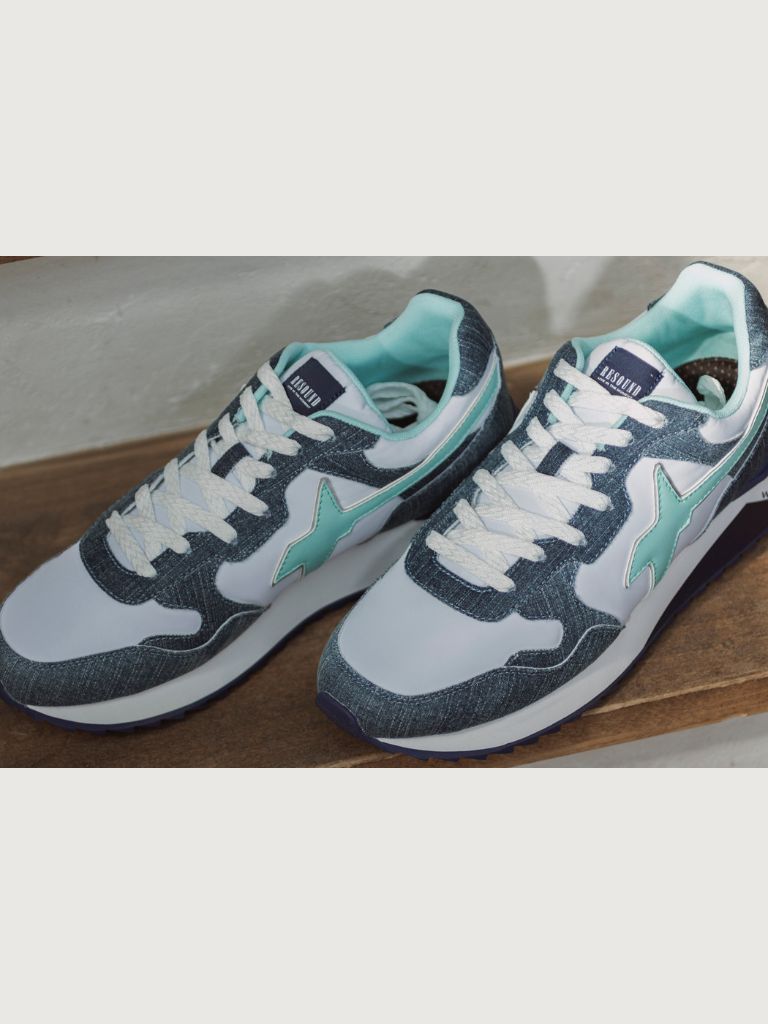 コラボ限定 W6YZ×RESOUNDCLOTHINGコラボスニーカー / ブルーグリーン