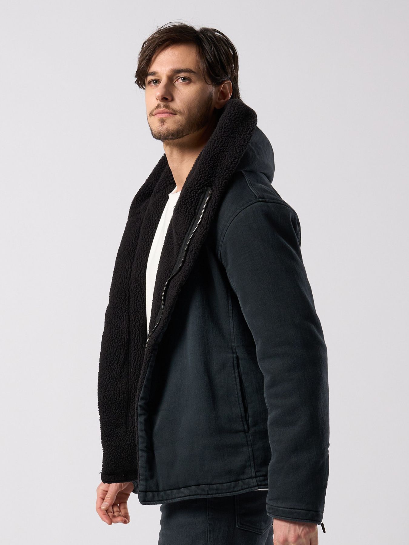 【予約品 4月19日(日) 18時締切】denim jersey hooded riders / デニムジャージー フーデッドライダース / ブラックユーズド