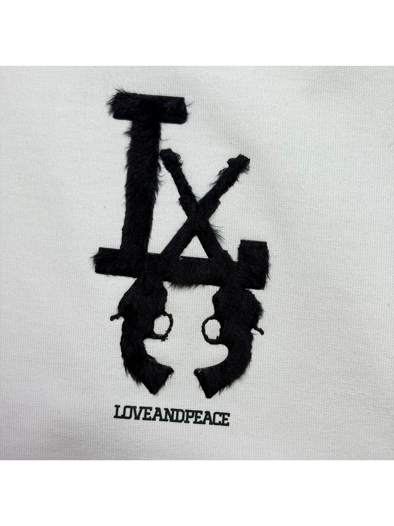 【予約品 3月9日(月) 18:00 締切】LA FAR PRINT S/S T / LA ファーフロッキープリント オーガニックコットン Tシャツ / ホワイト