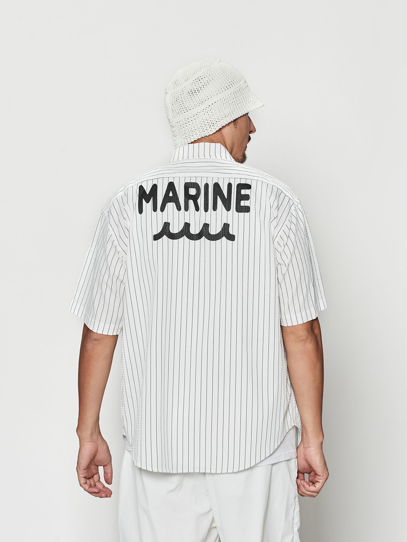【予約品 10月9日(木) 締切】muta Dot Air(R) Zip Up S-S Shirt / ZIP半袖シャツ / ホワイトストライプ【Acanthus × muta MARINE】