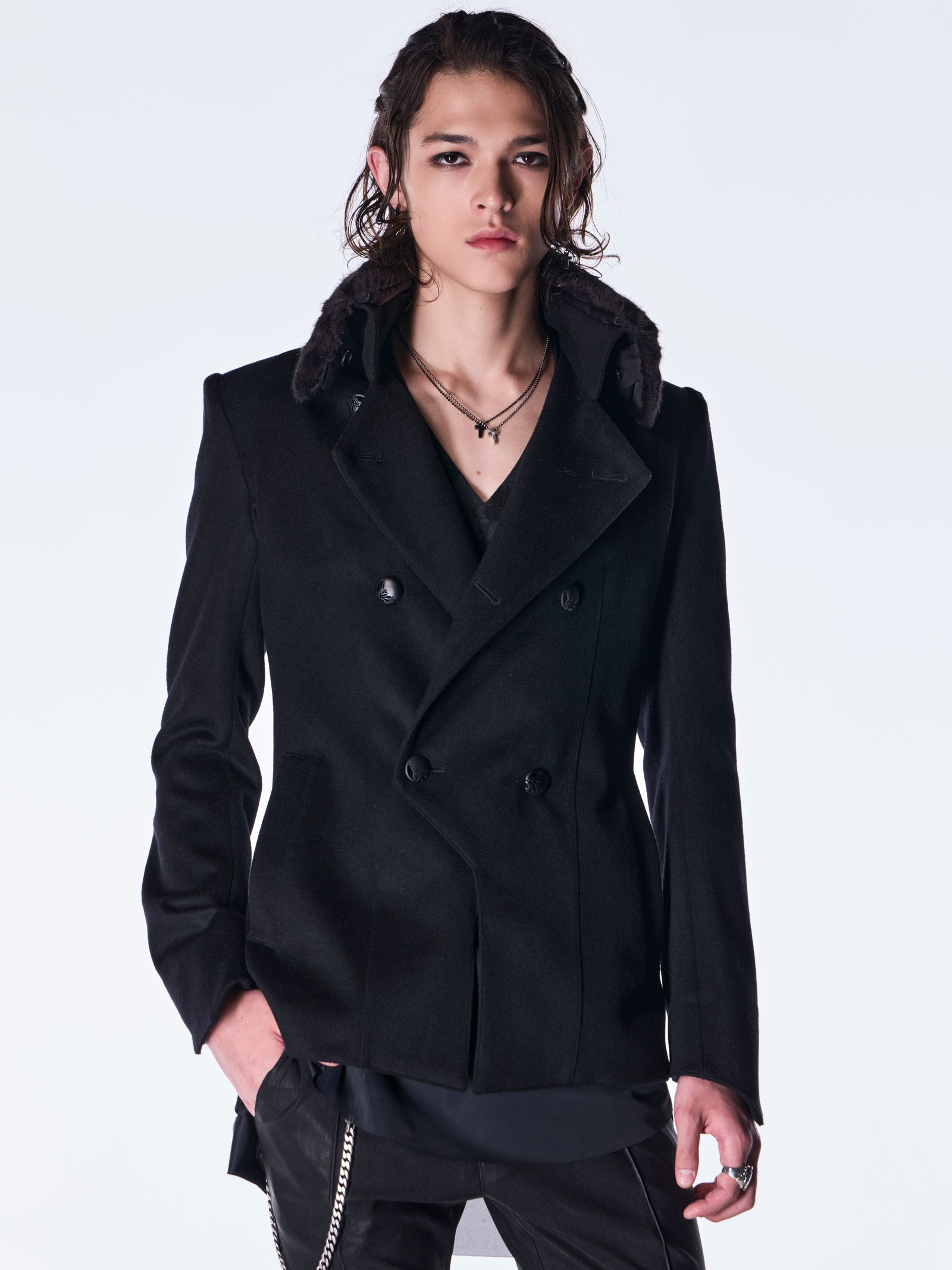 【予約品 6月29日(月) 締切】Beaver Fur Napoleon Jacket / ファー ナポレオンジャケット / ブラック