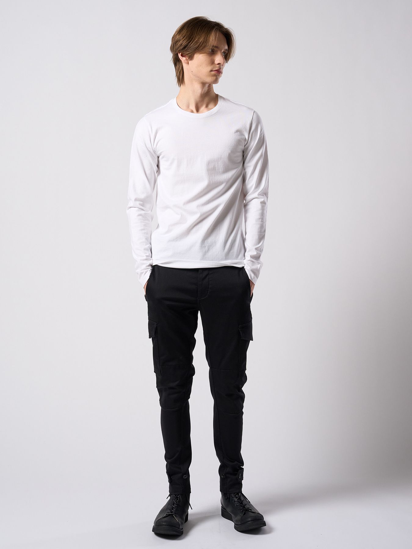 【予約品 4月19日(日) 18時締切】slim basic crew-neck L/S / スリムベーシック クルーネック ショートスリーブ / ホワイト
