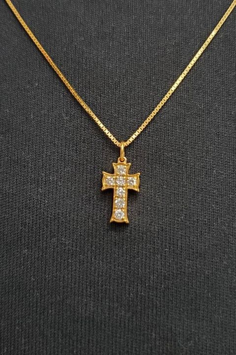 VII CROSS PENDANT / SV925.GD.DIA