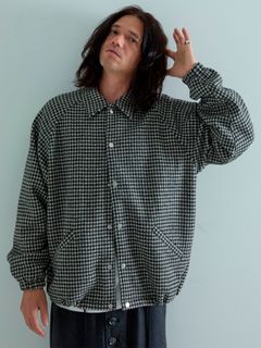 【予約品 】Houndcoach / ウール コーチジャケット / ホワイト×ブラック千鳥