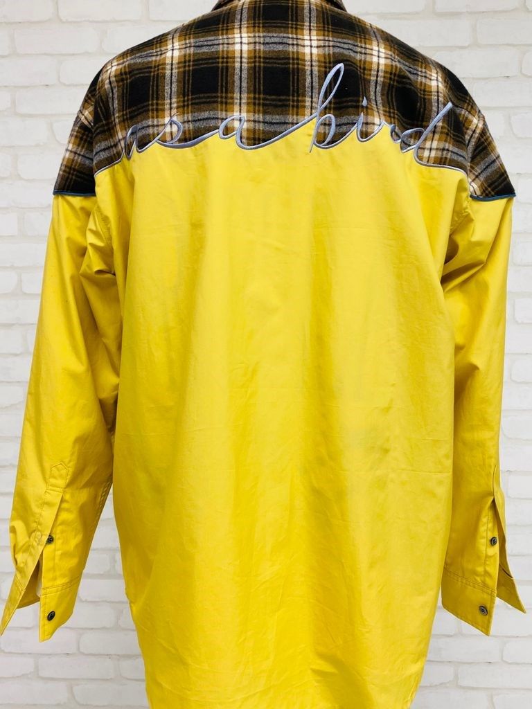 EMBROIDERY SWITCHING チェックシャツ / Yellow