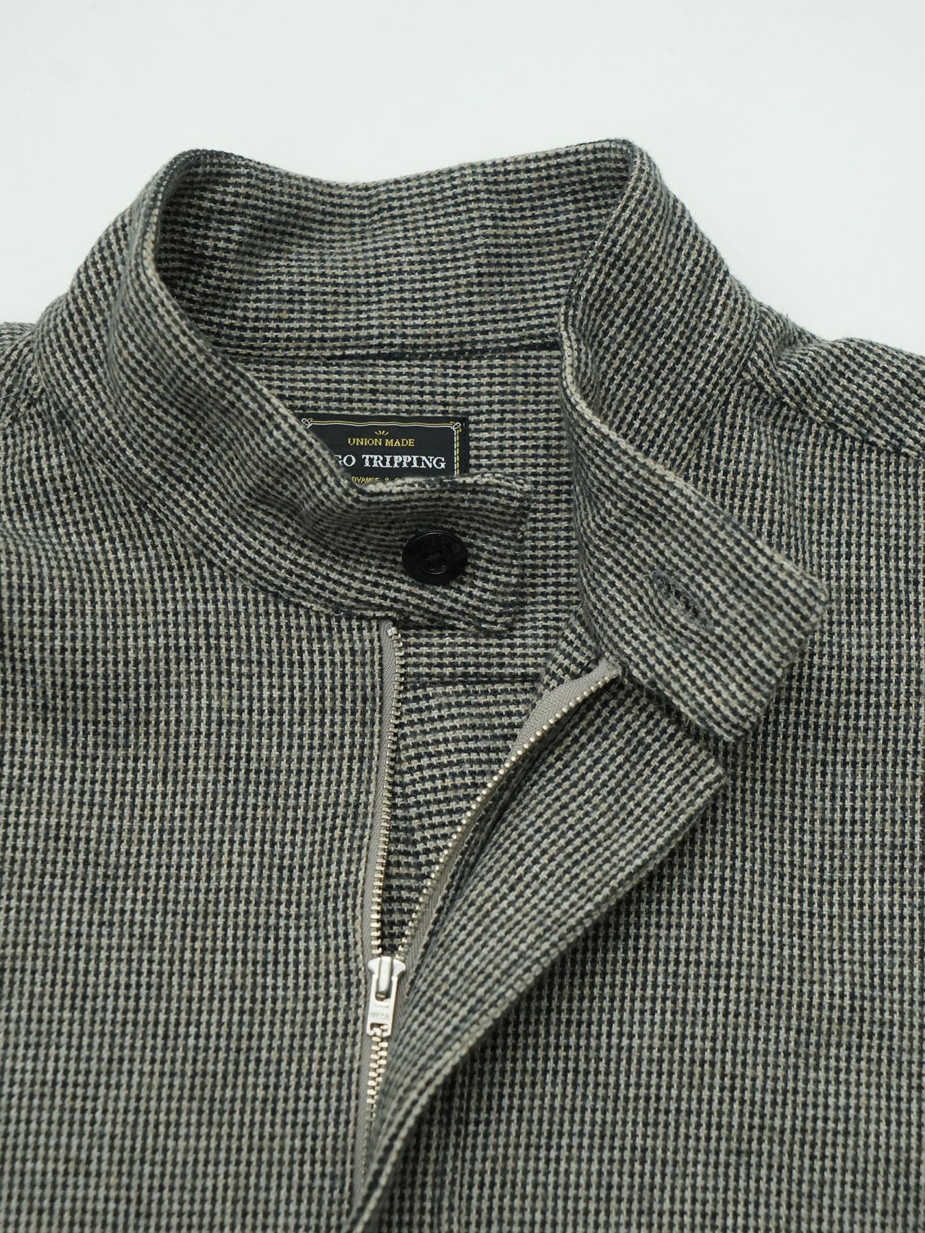 【予約品 】STANDPULL / ジッププルオーバーシャツ / アイボリー× ブラック千鳥