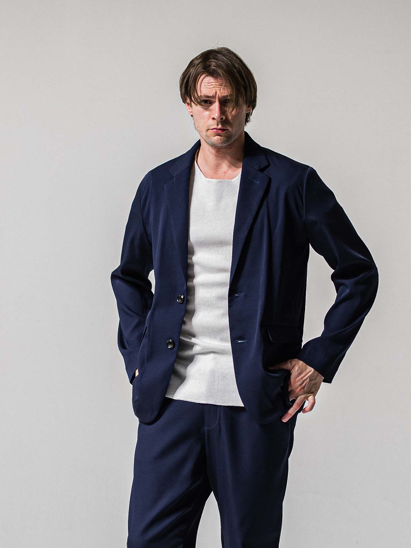 【予約品 11月16日(日) 締切】GARY LOOSE JACKET / ルーズフィット ジャージ テーラードジャケット / ネイビー